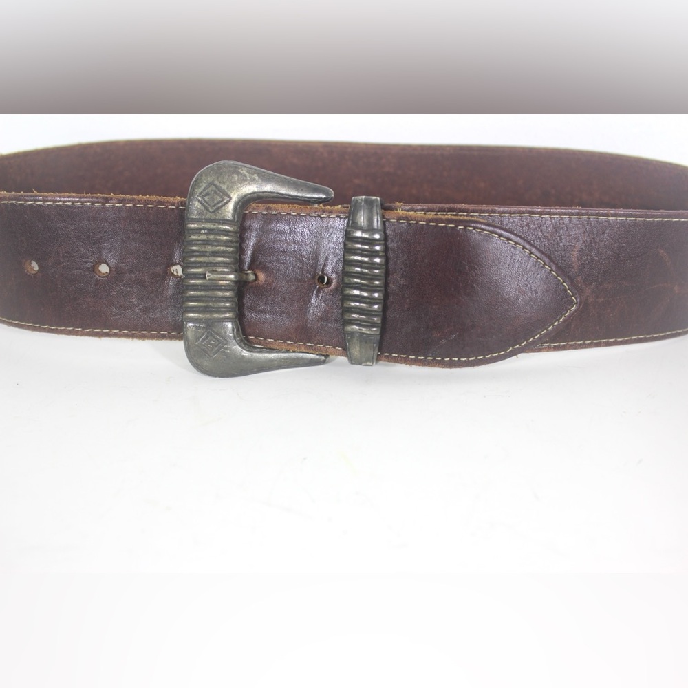 Vintage Worn In Distressed Wide Brown English Saddle Hide Leather Work Belt